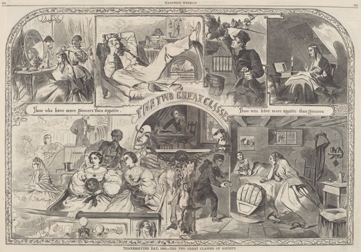 Thanksgiving Day, 1860 - De Twee Grote Klassen van de Samenleving door after Winslow Homer
