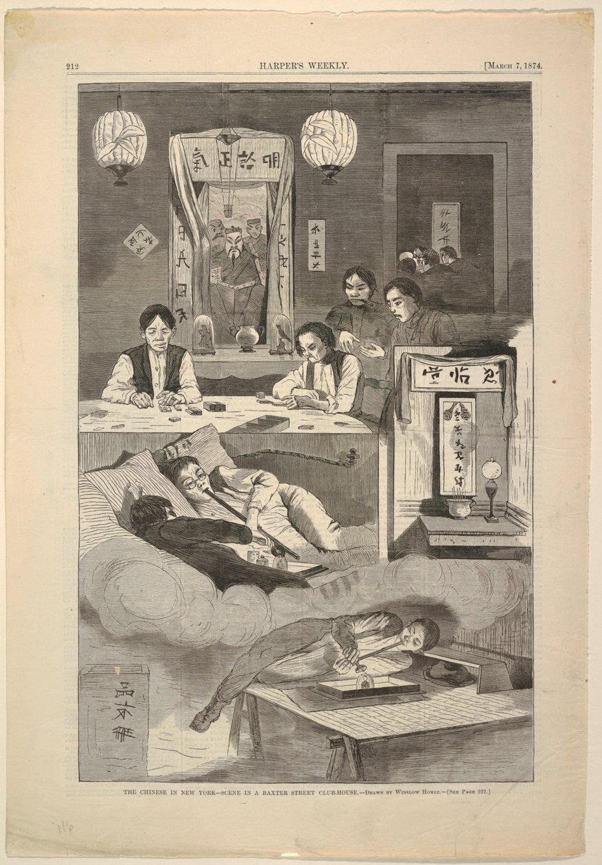 De Chinezen in New York – Scène in een Baxter Street Club-House door Winslow Homer