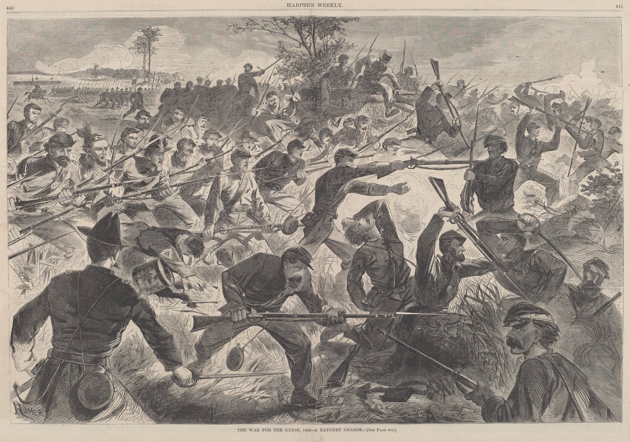 De oorlog voor de Unie, 1862 - Een bajonetaanval door Winslow Homer