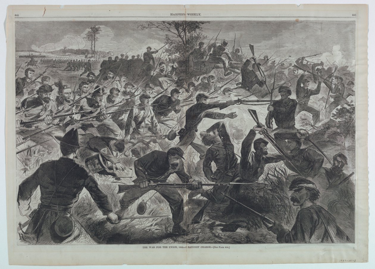De Oorlog voor de Unie, 1862 – Een Bajonetaanval door after Winslow Homer