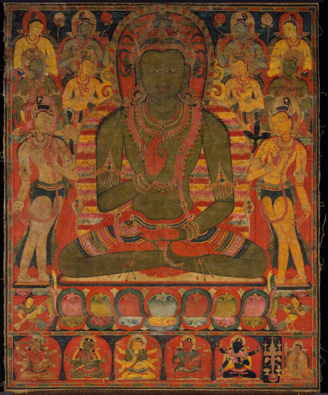 Boeddha Amoghasiddhi met acht bodhisattva