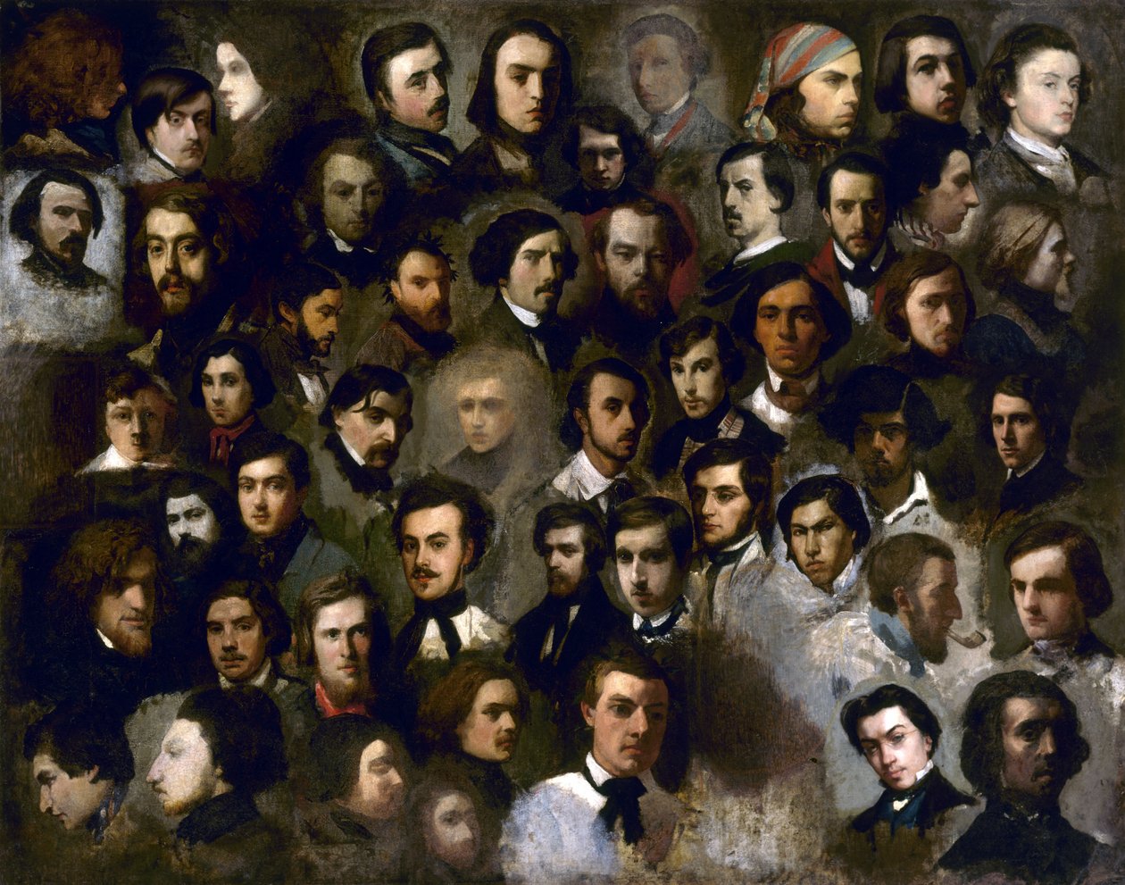 Frans: Portretten van studenten in het atelier van Paul Delaroche door anonymous 