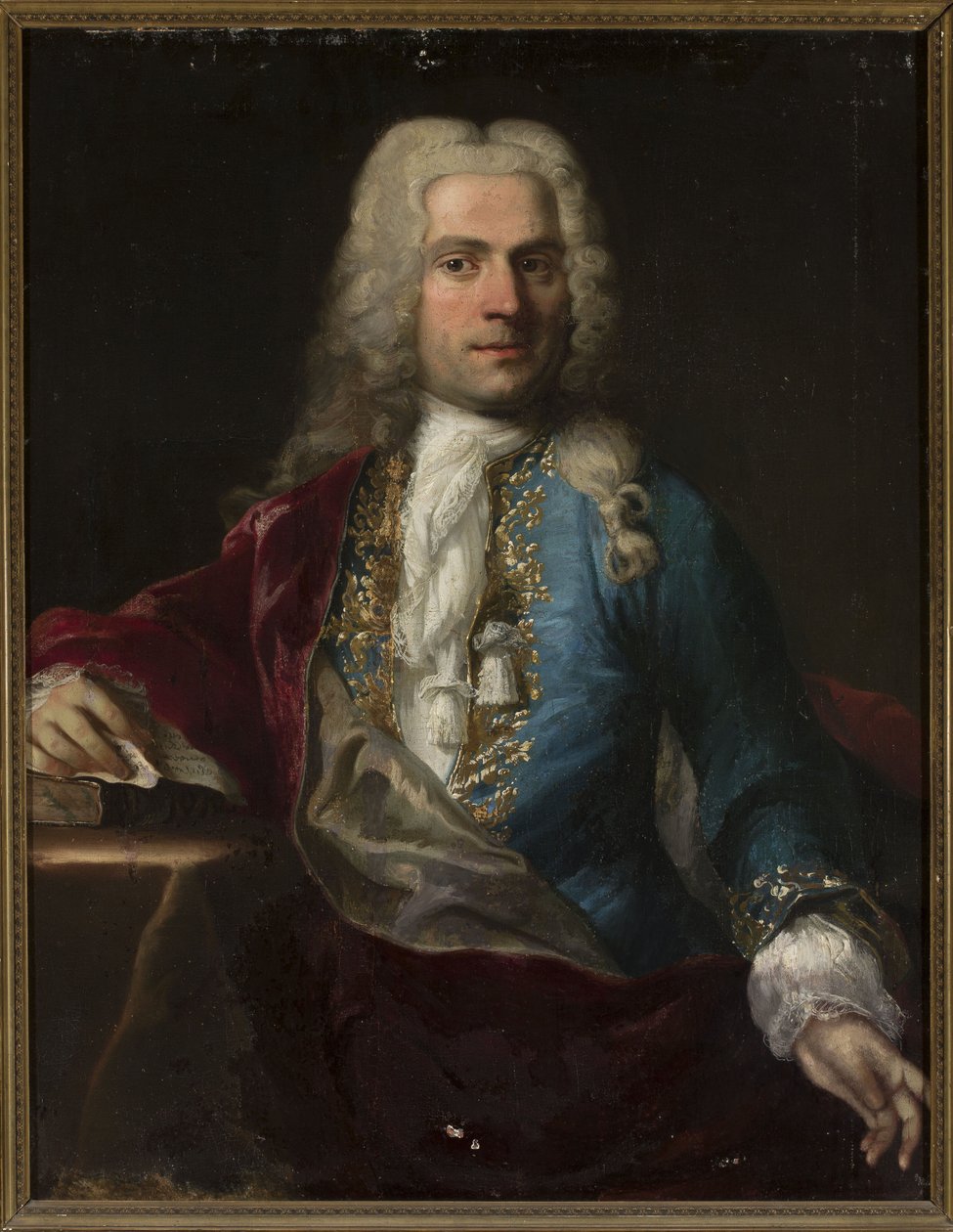 Portret van een man met een pruik en een brief door anonymous 