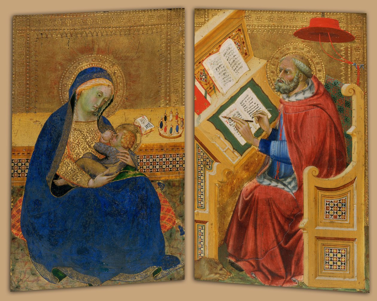 Madonna van nederigheid en Sint Hiëronymus door attributed to Benedetto di Bindo