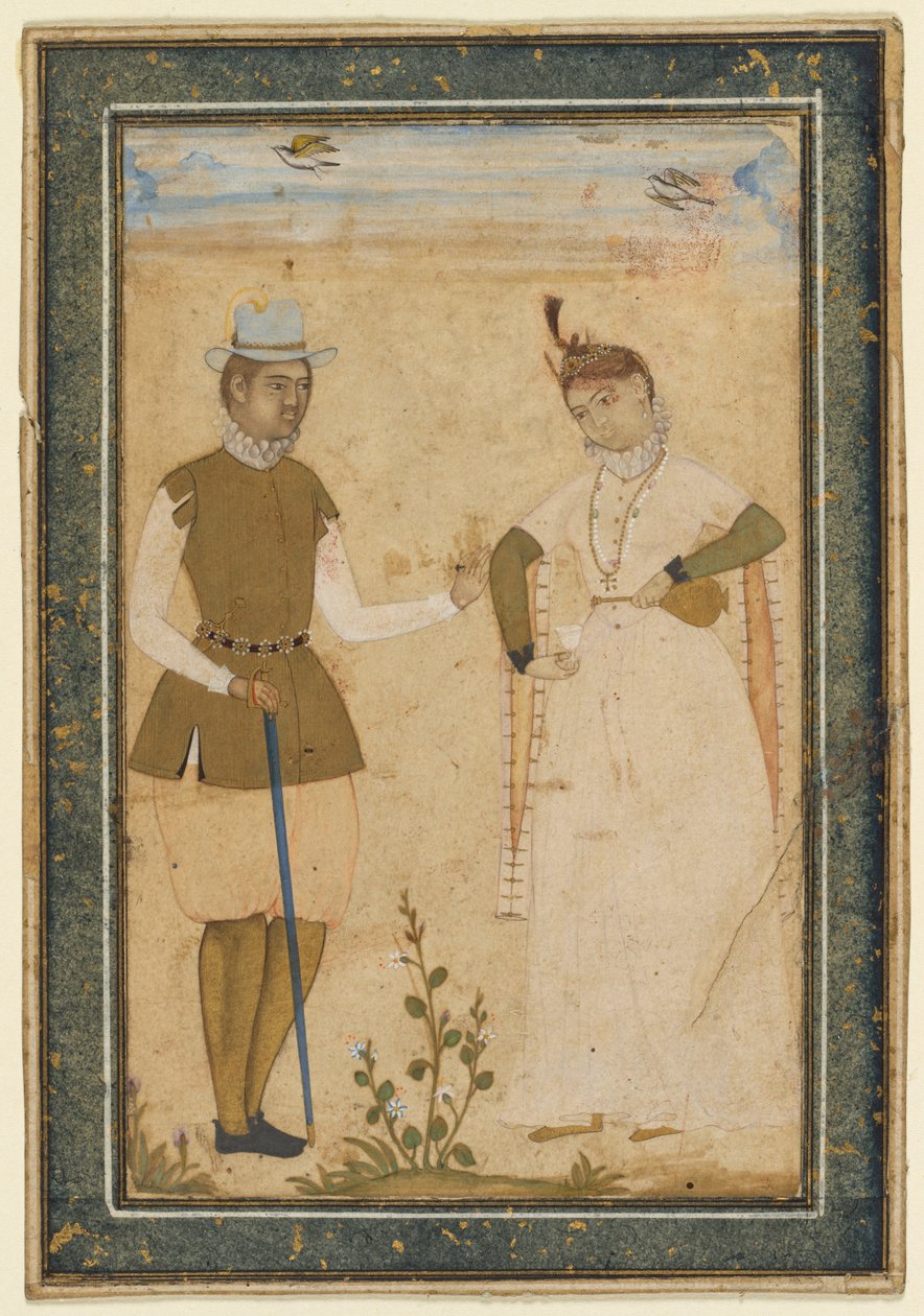 Een Europees koppel door attributed to Ali Riza, the "Bodleian Painter"