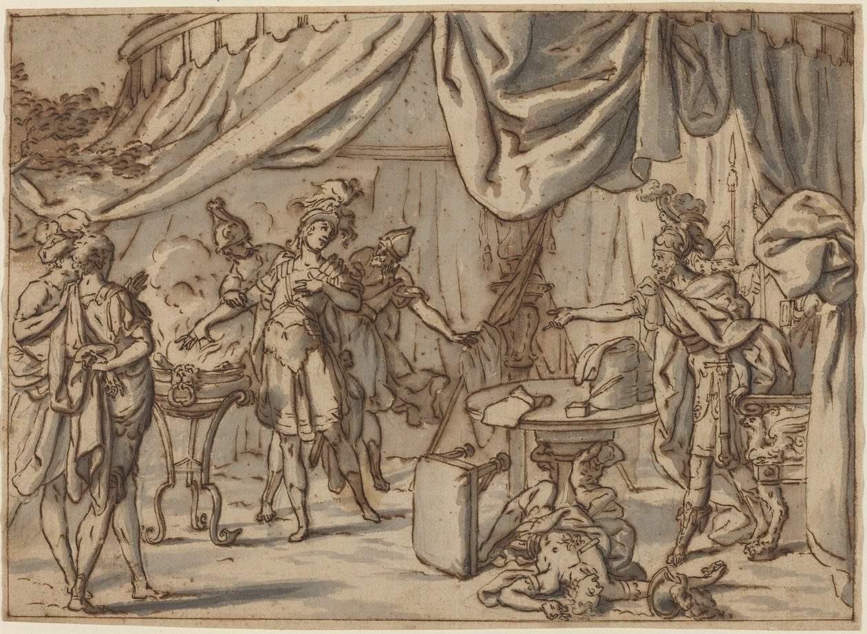 Mucius Scaevola door attributed to Bernardo Castello