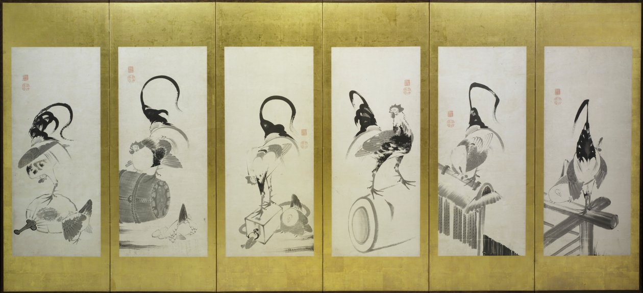 Hanen en kippen door attributed to Itō Jakuchū