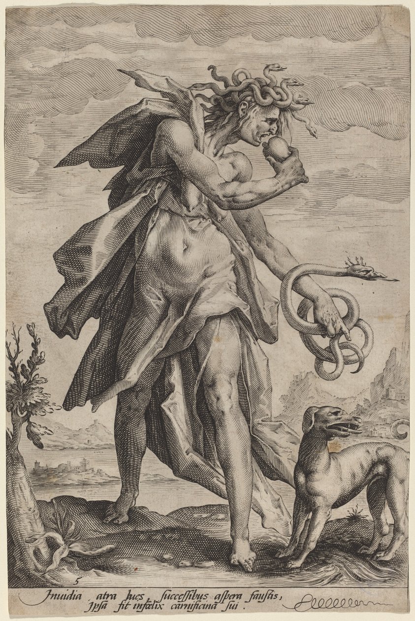 Afgunst door attributed to Jacob Matham, after Hendrik Goltzius