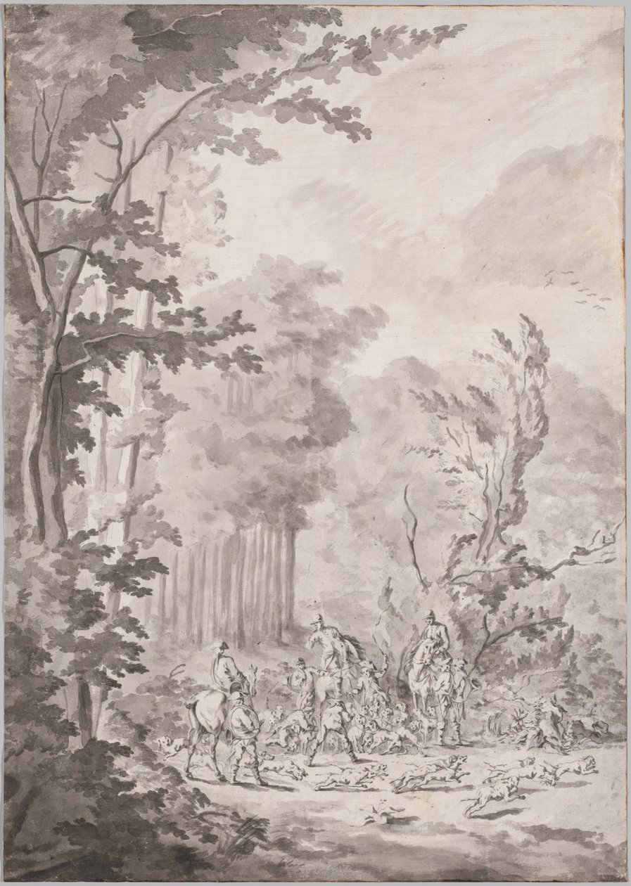 Een jachtpartij in Marly door attributed to Jean Baptiste Martin, Le Vieux