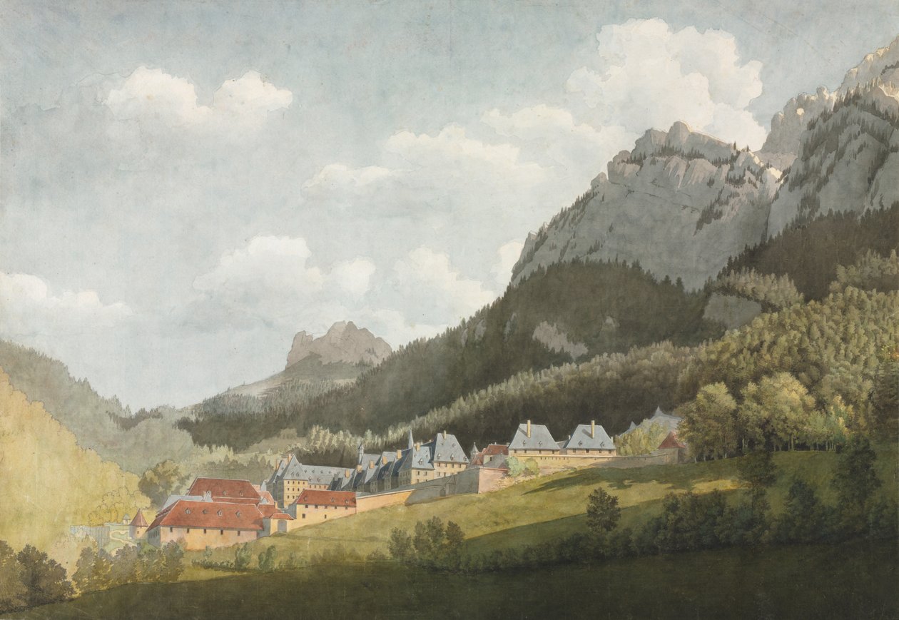 Landschap van de Grande Chartreuse door attributed to Jean Lubin Vauzelle