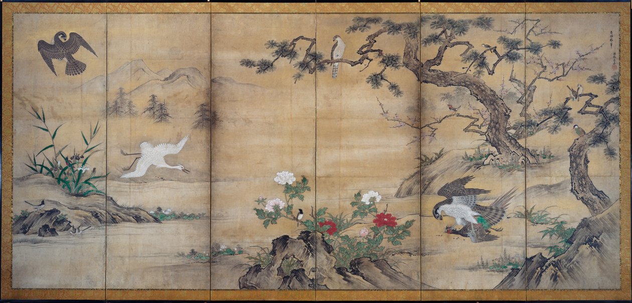 Vogels en bloemen door attributed to Kano Shōei