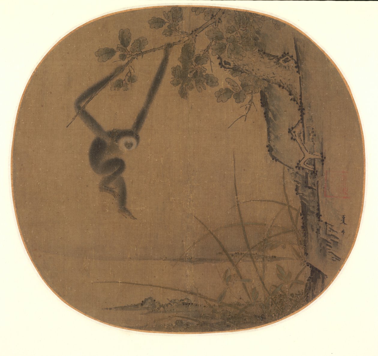 Schommelende gibbon door attributed to Xia Gui