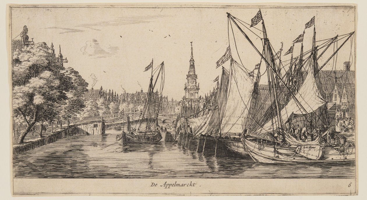 De Appelmarckt, van Gezicht op Amsterdam door called Zeeman Reinier Nooms