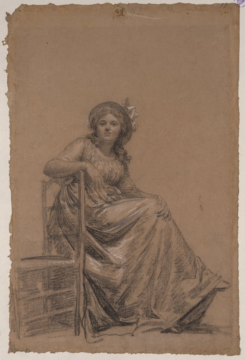 Portret van een zittende vrouw door circle of François André Vincent