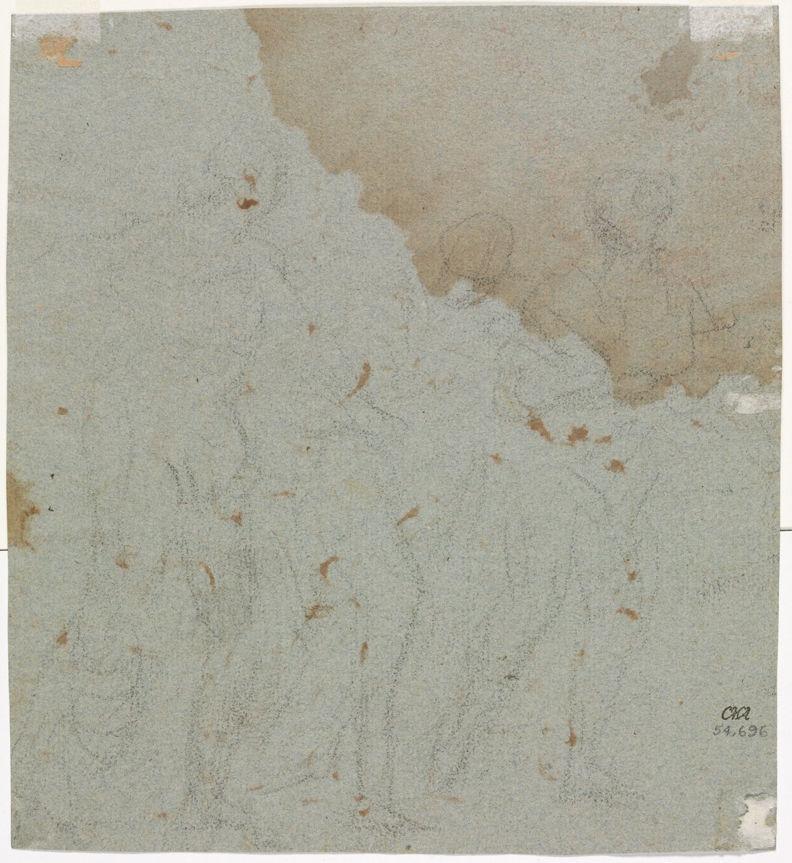 Schets voor Lot en Zijn Dochters (verso) door circle of Pietro da Cortona
