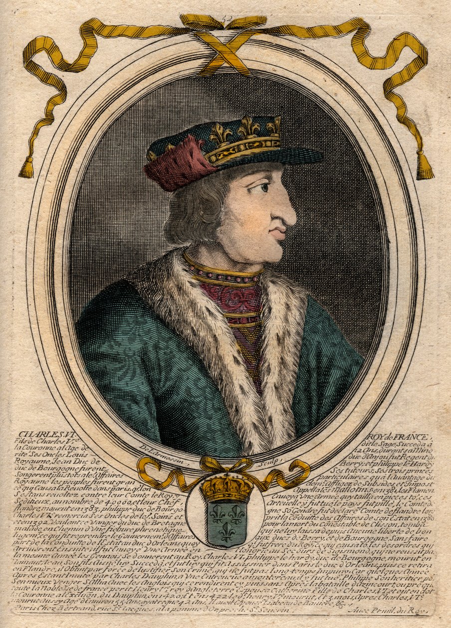Portret van Karel VI (1368-1422), koning van Frankrijk. door de Larmessin