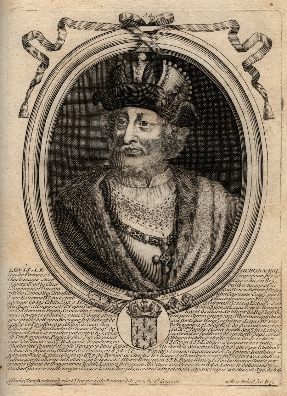 Portret van Lodewijk I de Vrome (778-840), Koning van Frankrijk - Lodewijk I de 