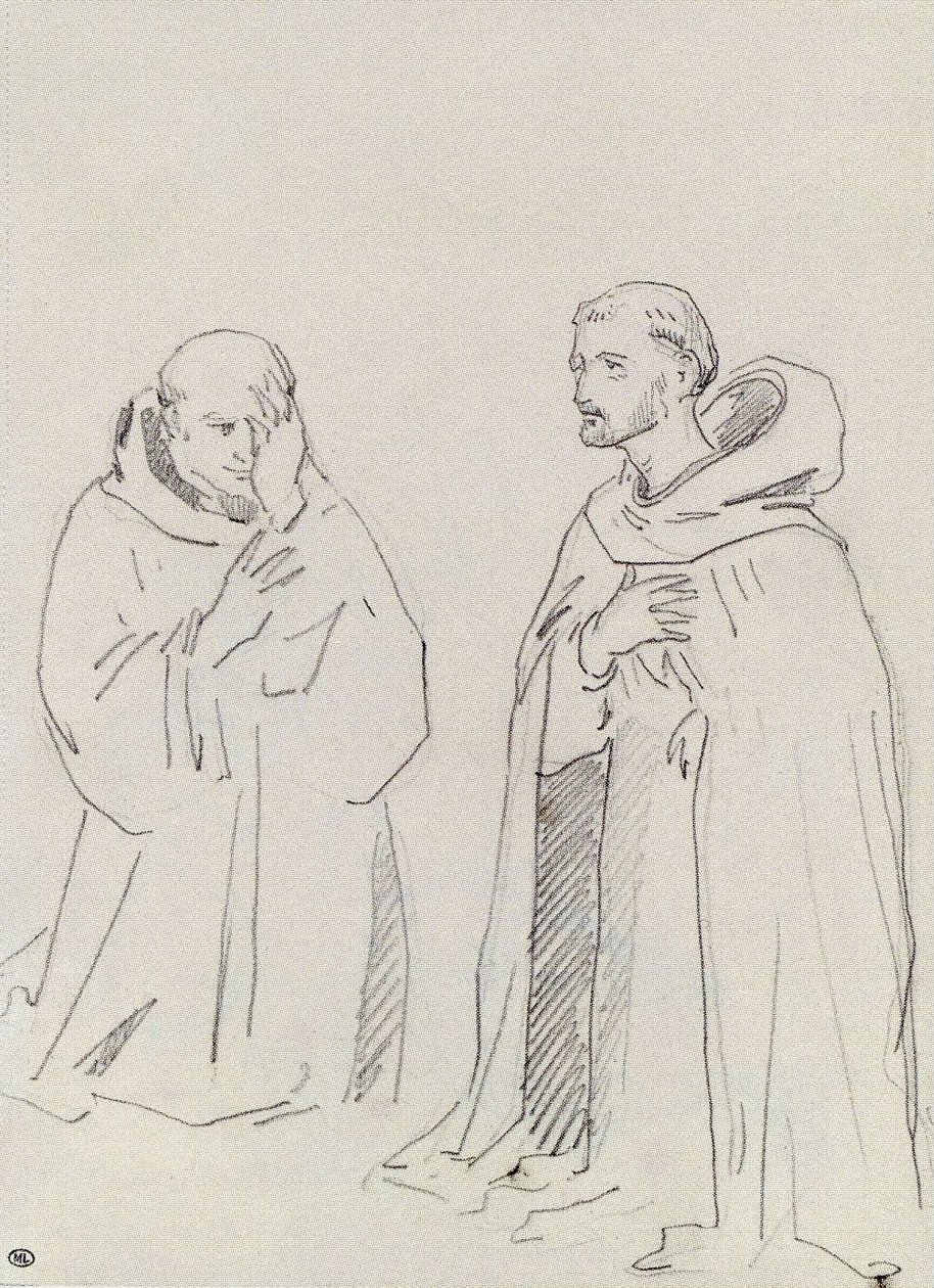 Twee knielende religieuzen door Édouard Manet