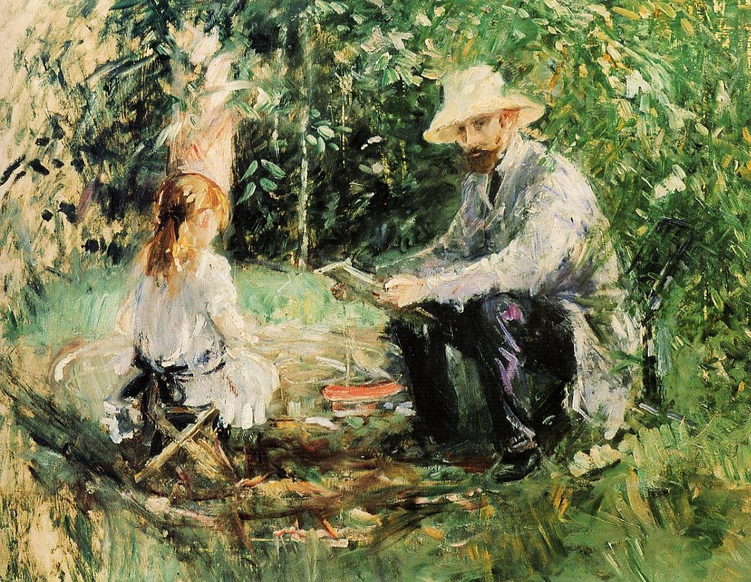 Eugène Manet en zijn dochter in de tuin door Édouard Manet