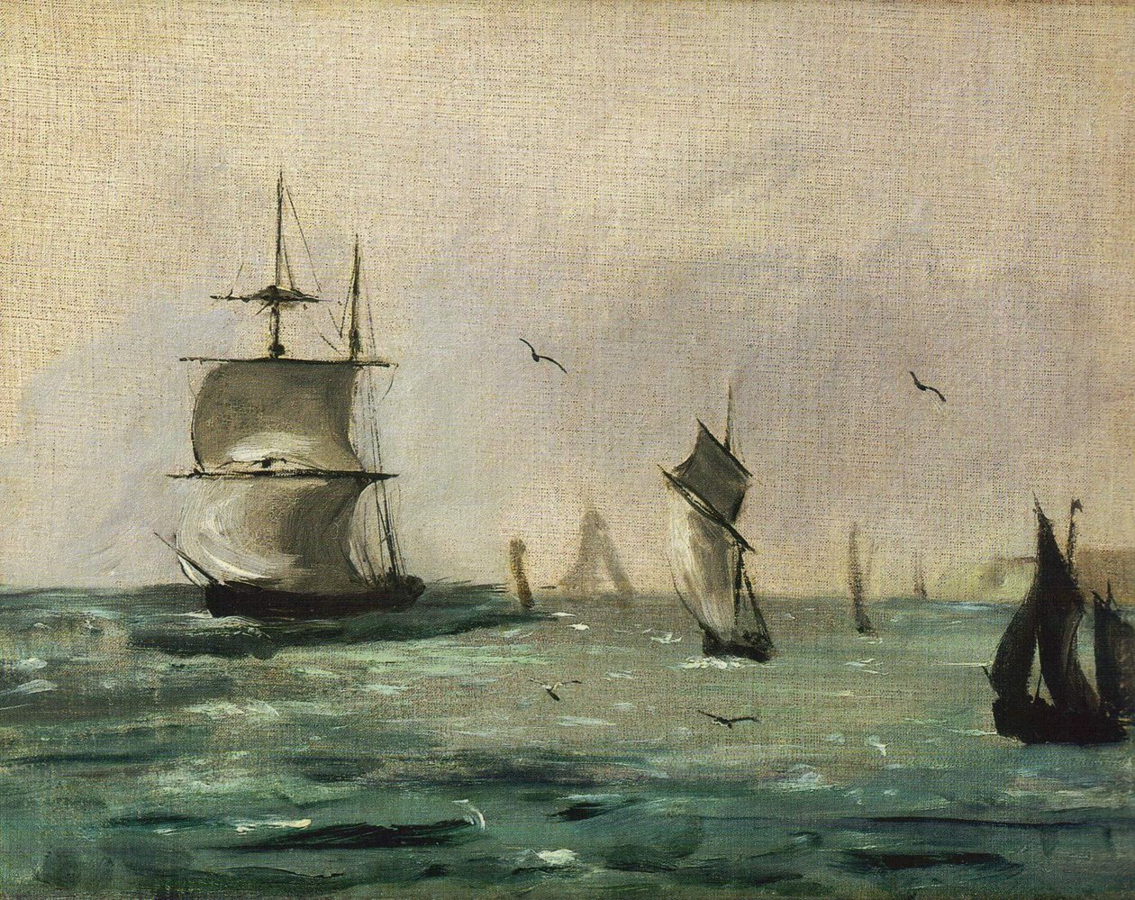Zeilschepen en Meeuwen door Édouard Manet