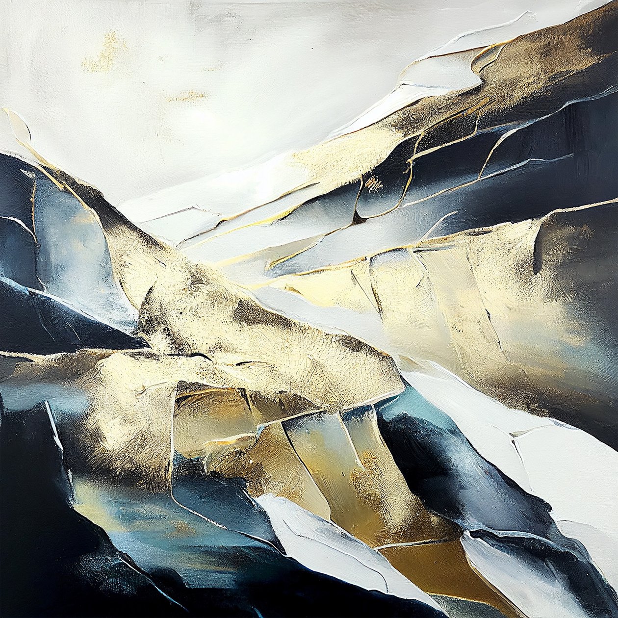 Abstracte vormen in gouden kleuren door F. Abderrahim