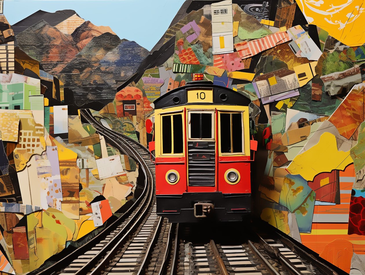 Kabeltreinstation collage stickers door F. Abderrahim