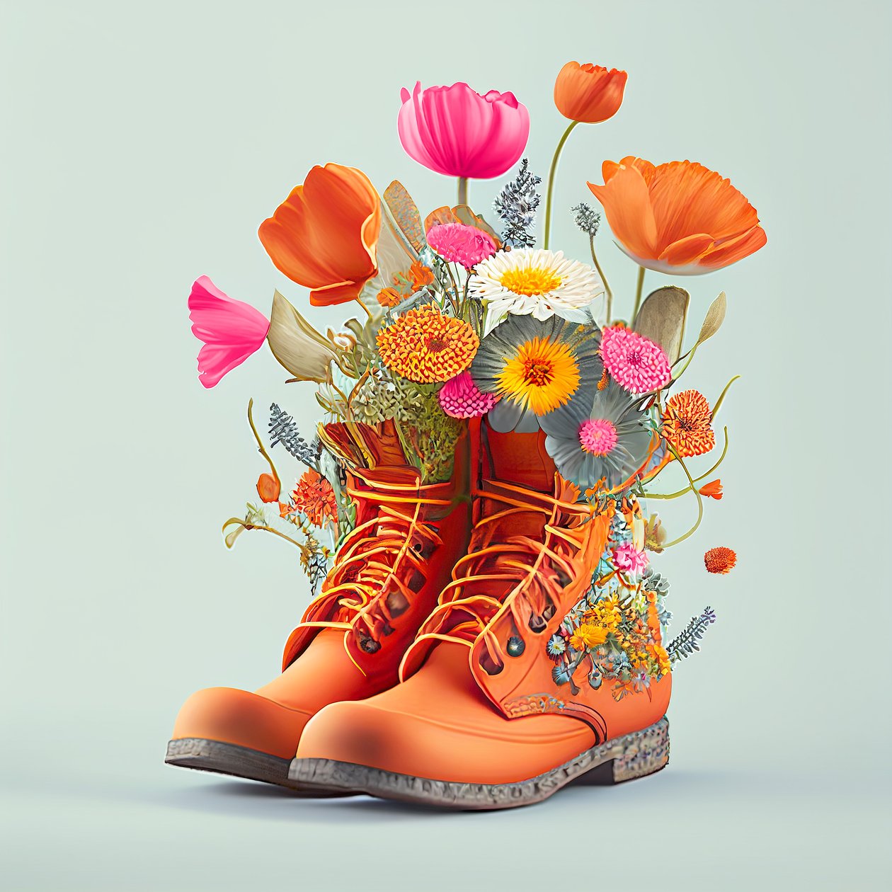 Schoenen en bloemen door F. Abderrahim