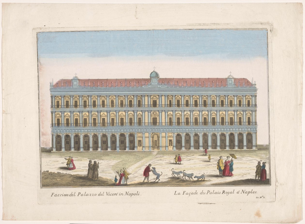 Gezicht op het Palazzo Reale te Napels door familie Remondini (attributed to)