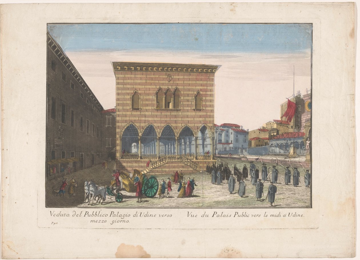 Gezicht op het Stadhuis te Udine door familie Remondini (attributed to)