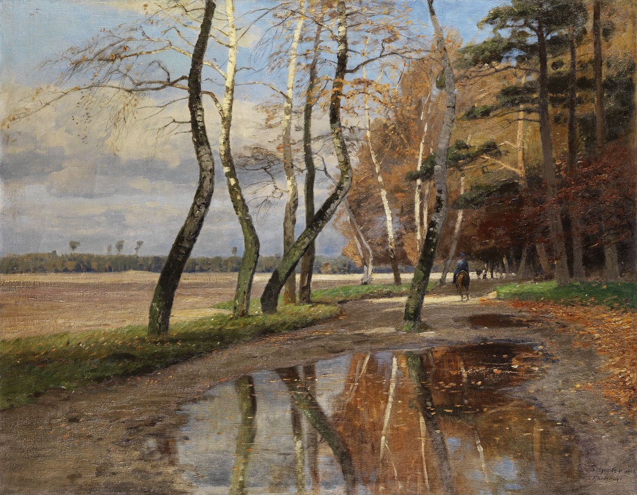 Ruiter onder herfstbomen door genannt Winter-Schroeter Wilhelm Schroeter