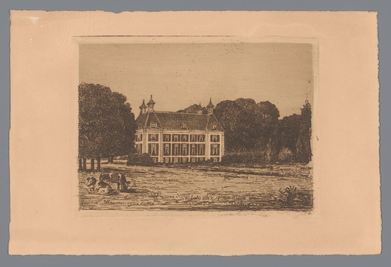 Gezicht vanaf een weide op Landgoed Waterland door jonkheer Barthold Willem Floris van Riemsdijk