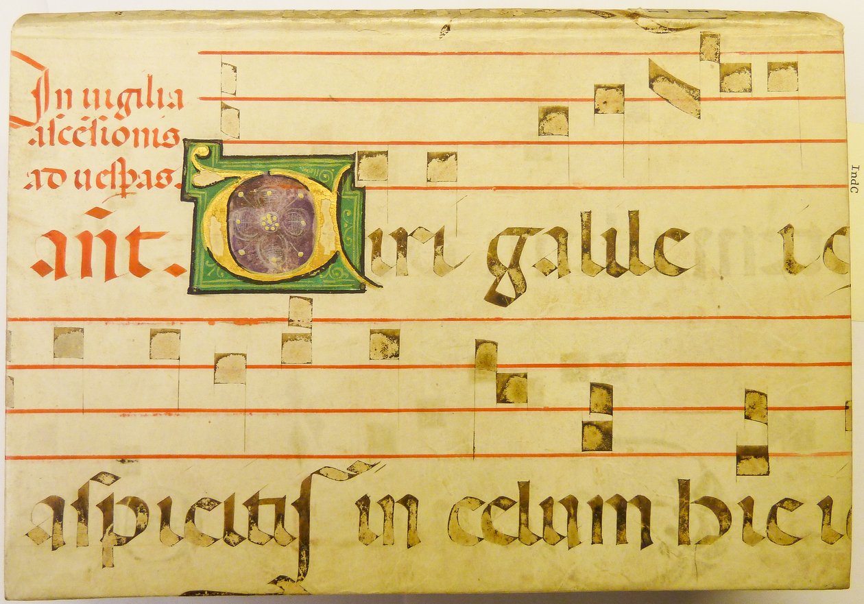 Deel van een perkamentblad uit een liturgisch manuscript door kladcat Portion of a parchment leaf from a liturgical ms.