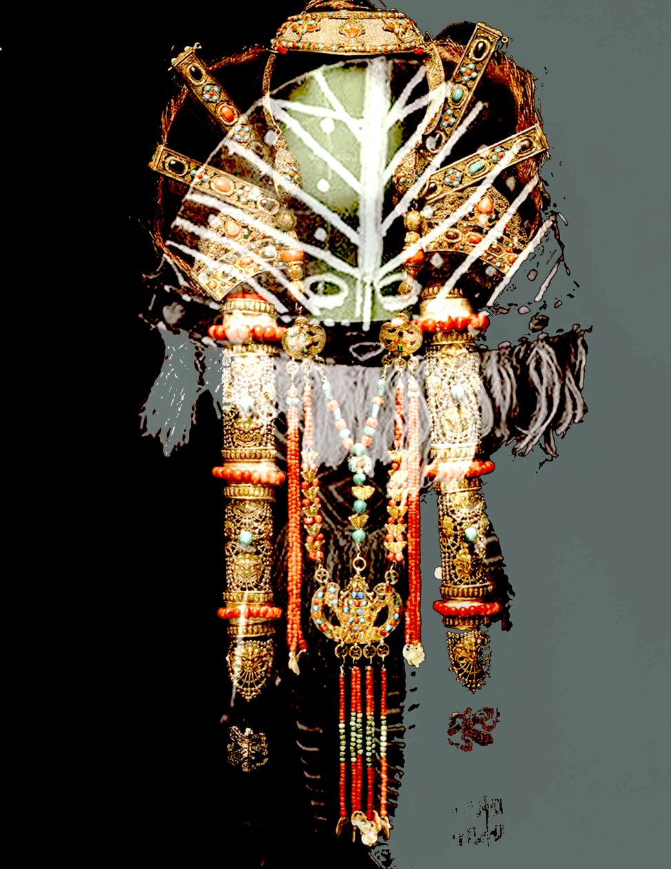 AFRICAN MASKS COLLAGE, 2018 (gemengde techniek) door linda arthurs