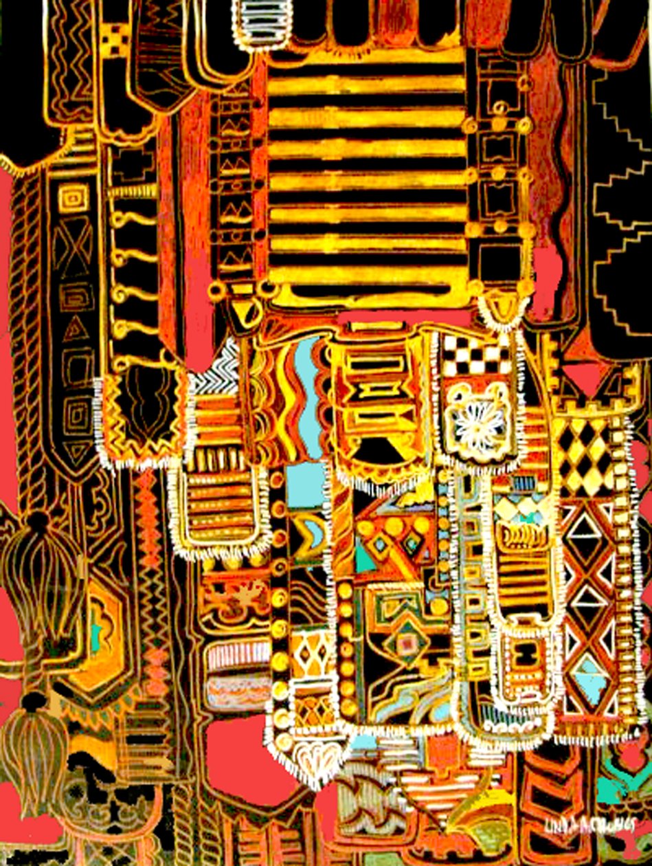 Aboriginal motief, 2014 (gemengde techniek) door linda arthurs