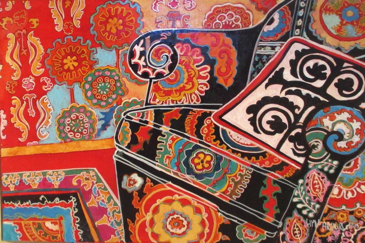 Suzani Decor, 2016 (gemengd, acryl, inkt, olie) door linda arthurs