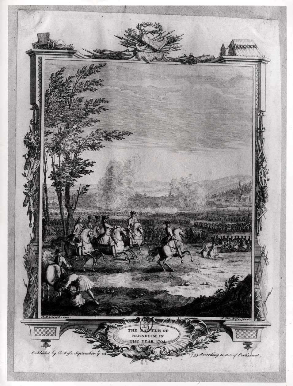 De slag bij Blenheim, 13 augustus 1704, gegraveerd door Claude Dubosc, 1735 door Antoine Benoist or Benoit du Cercle