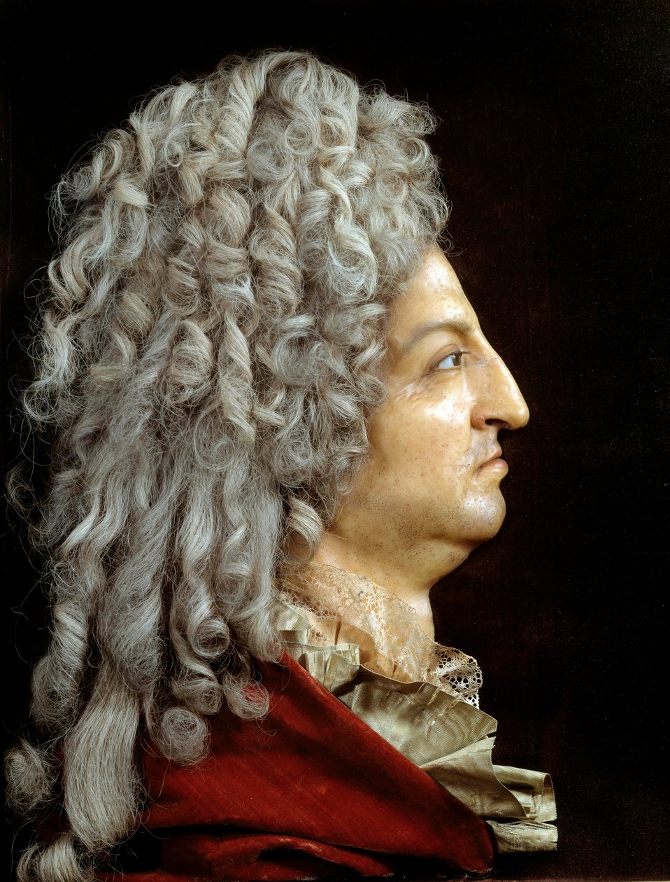 Portret van koning Lodewijk XIV (1638-1715). Was en textiel door Antoine Benoist (1632-1717). Rond 1705. Versailles, museum van het kasteel door or Benoit du Cercle Antoine Benoist