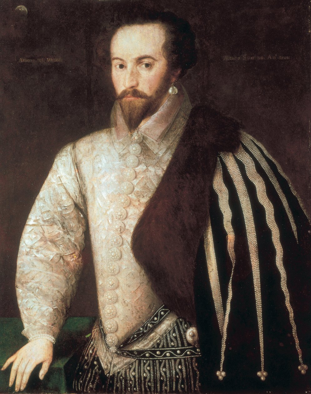 Portret van Sir Walter Raleigh (1554 - 1618). Schilderij toegeschreven aan Federico Zuccaro (of Zuccari) (1549 - 1609). 1588. Londen, National Portrait Gallery. door or Zuccaro Federico Zuccari