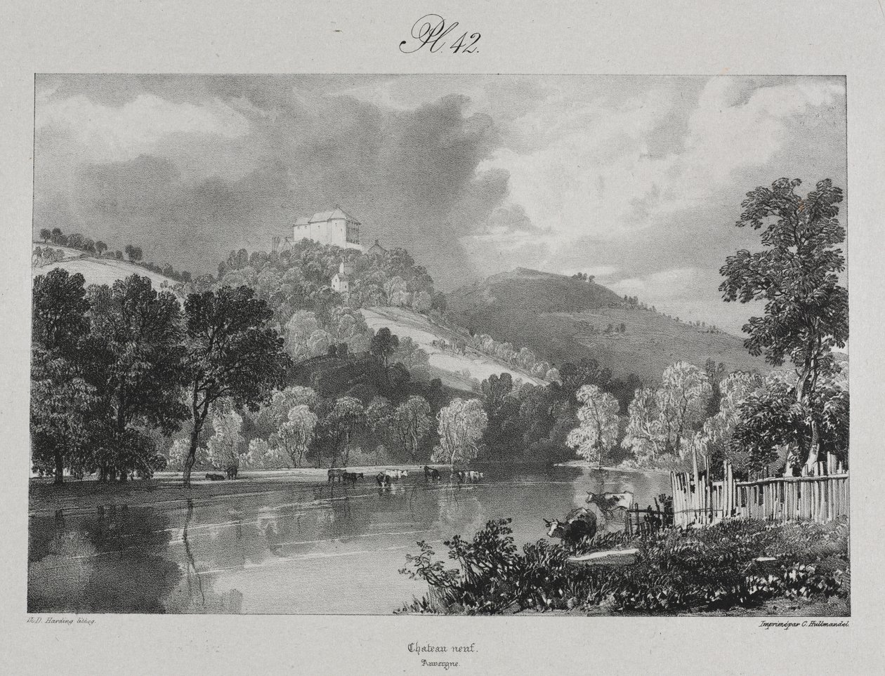 Pittoreske en romantische reizen in het oude Frankrijk. Auvergne: Château Neuf door probably by Antoine Louis Barye
