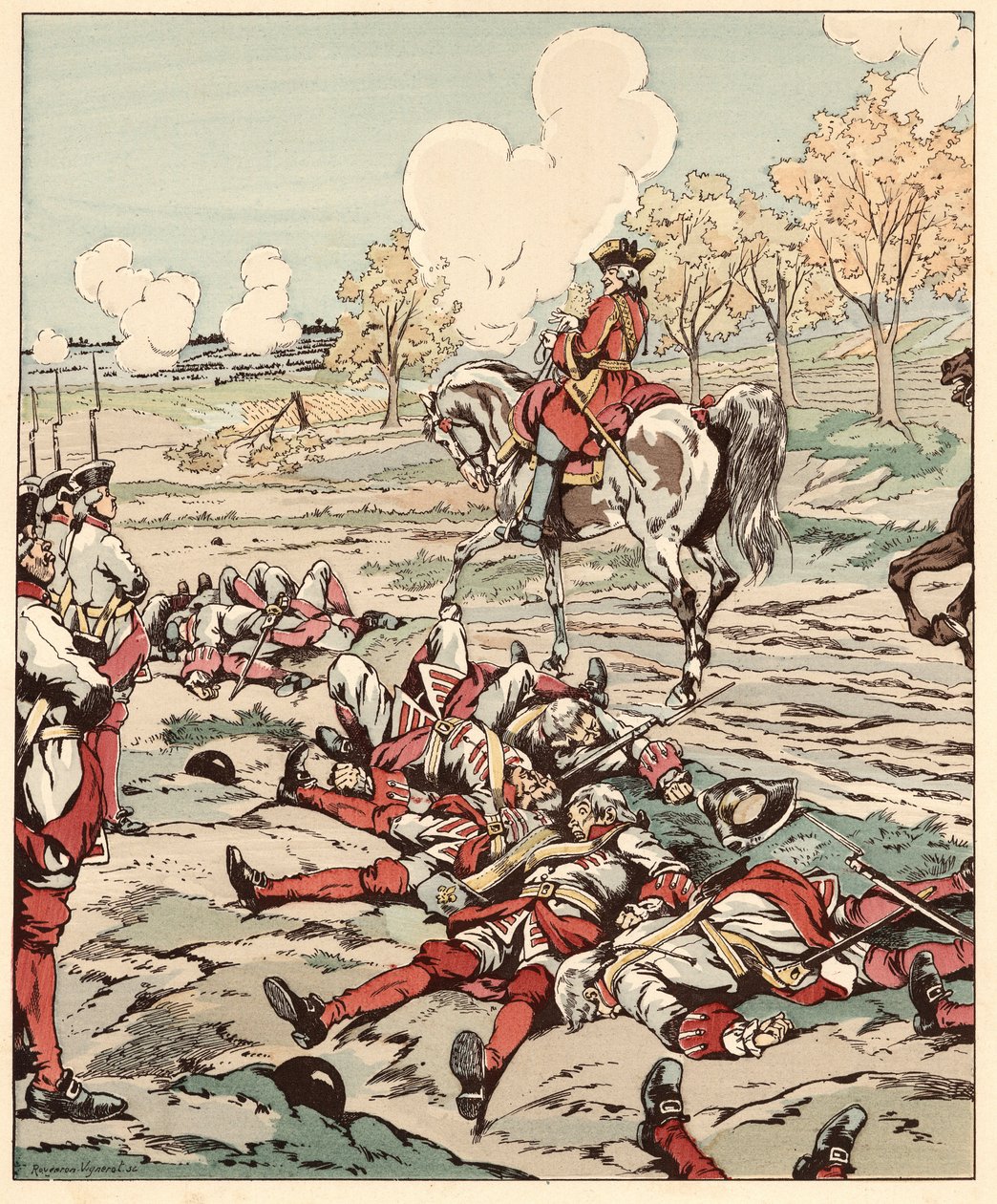 Kanon? Nou... Het doodt, hier zijn alle woorden van Saint Pern (Saint-Pern) uitgesproken met zijn snuifdoos in de hand na het bloedbad van grenadiers door de kanonnen van het vijandelijke leger tijdens de Slag bij Minden in 1759 tijdens de Zevenjarige Oorl door pseudonym for Onfray de Breville Jacques Job