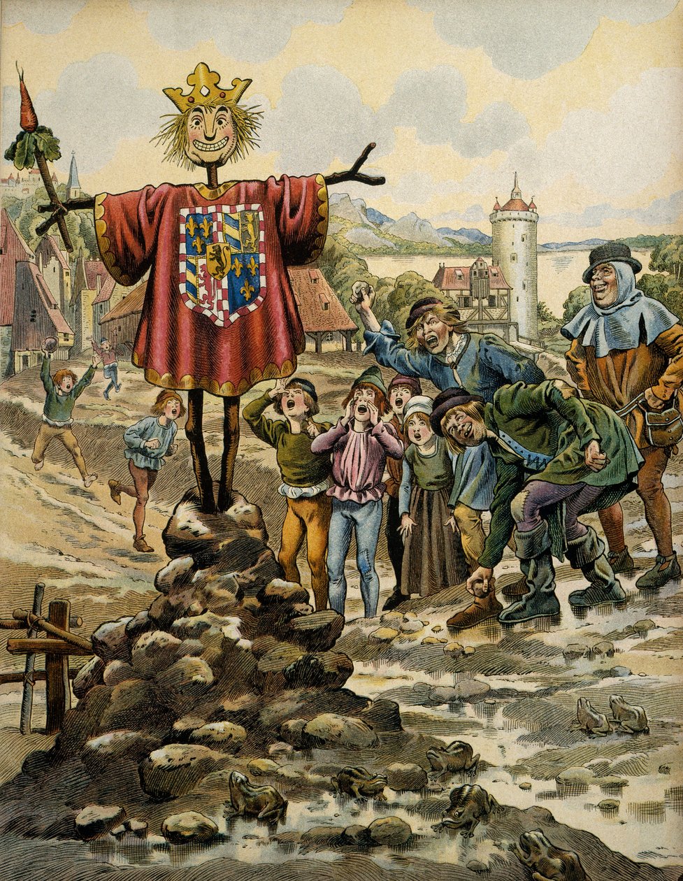 Geschiedenis van Frankrijk in de Middeleeuwen: de inwoners van Dinant maakten een vogelverschrikker met de wapens van de graaf van Charolais (toen Karel de Stoute) die de stad op 25 augustus 1466 bestormde. Illustratie door Jacques Marie Gaston Onfray de B door pseudonym for Onfray de Breville Jacques Job
