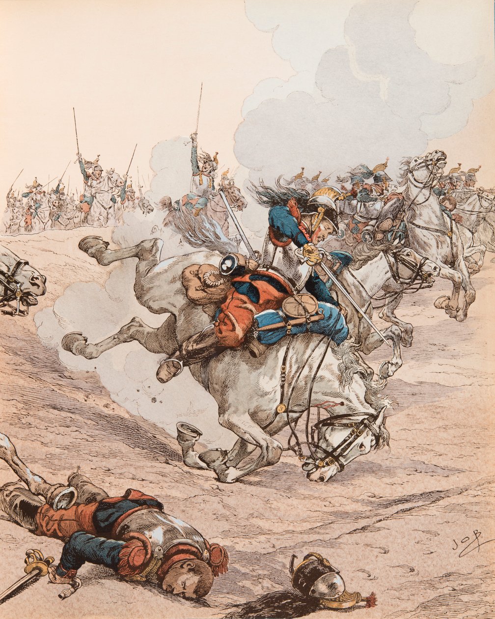 Aanval van de slagschepen bij de Slag van Reichshoffen (of Frœschwiller Woerth) in 1870, Privécollectie door pseudonym for Onfray de Breville Jacques Job