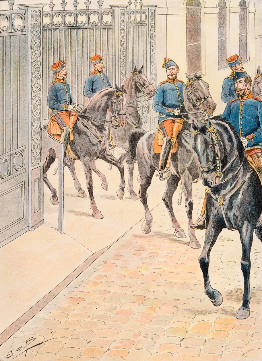 Outfit van Franse troepen te allen tijde: Honderd Gardes (Tweede Keizerrijk) door pseudonym for Onfray de Breville Jacques Job