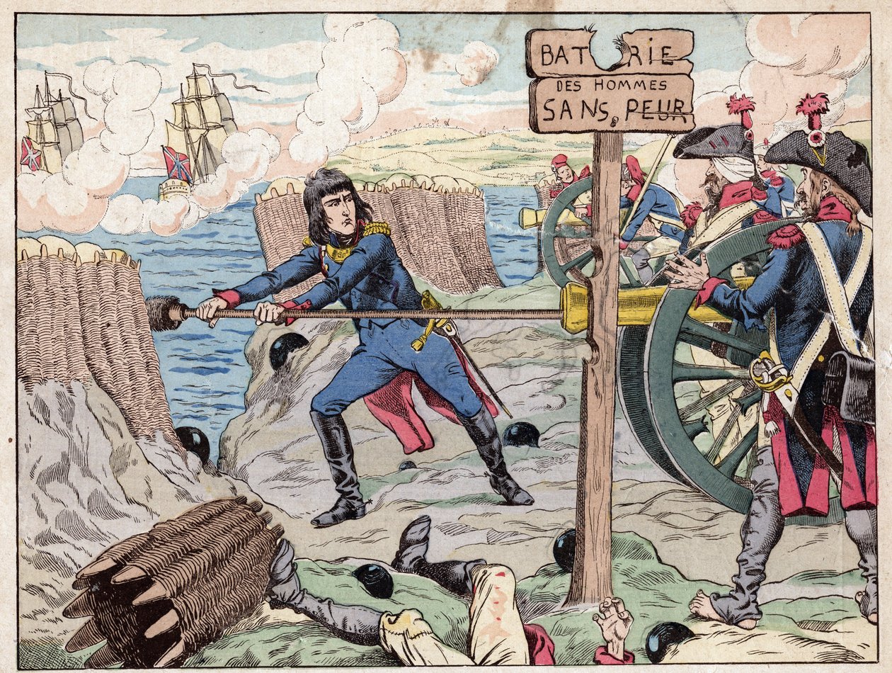 Napoleon bij Toulon - (Beleg van Toulon) 1793 - lithografie door Job (Jacques Onfroy de Breville) uit 
