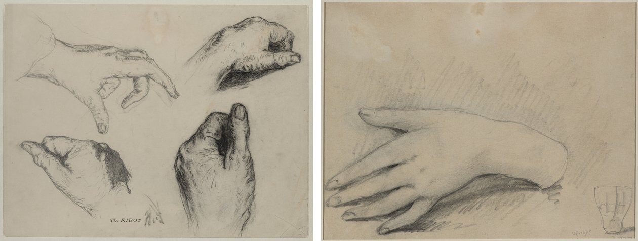 Studie van handen (recto); studie van een vrouwenhand (verso) door studio of A. W. A. Plâté Studio (Ceylonese)