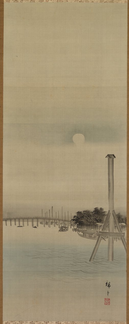 Nachtelijke scène aan de Sumida-rivier door studio of Utagawa Hiroshige