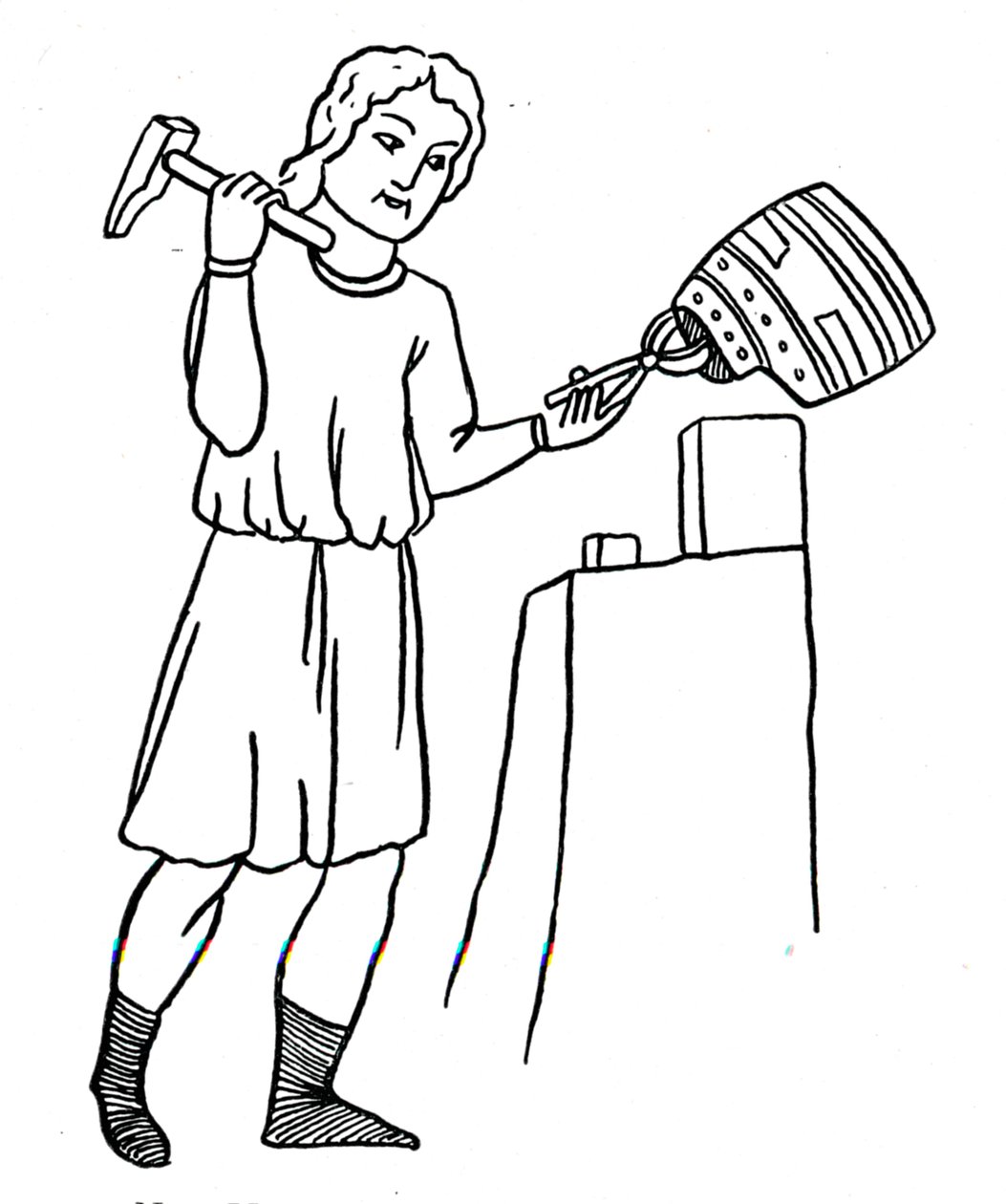 Duitse helmsmid aan het werk door the Elder Hans Burgkmair