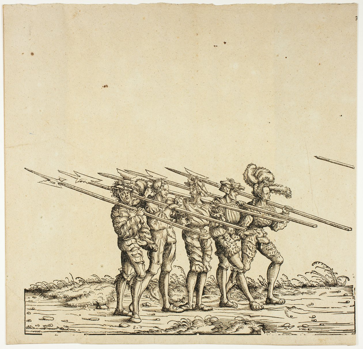 Halberdiers, uit de Triomfantelijke Optocht van Maximiliaan door the Elder Hans Burgkmair