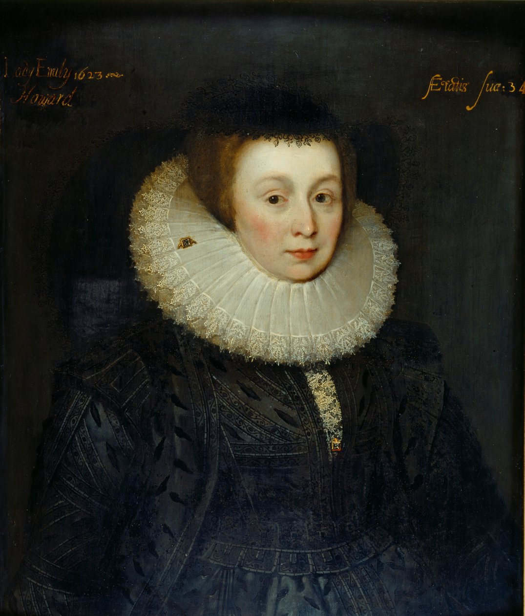 Portret van Lady Emily Howard, begin 17e eeuw door the Younger School of Marcus Gheeraerts