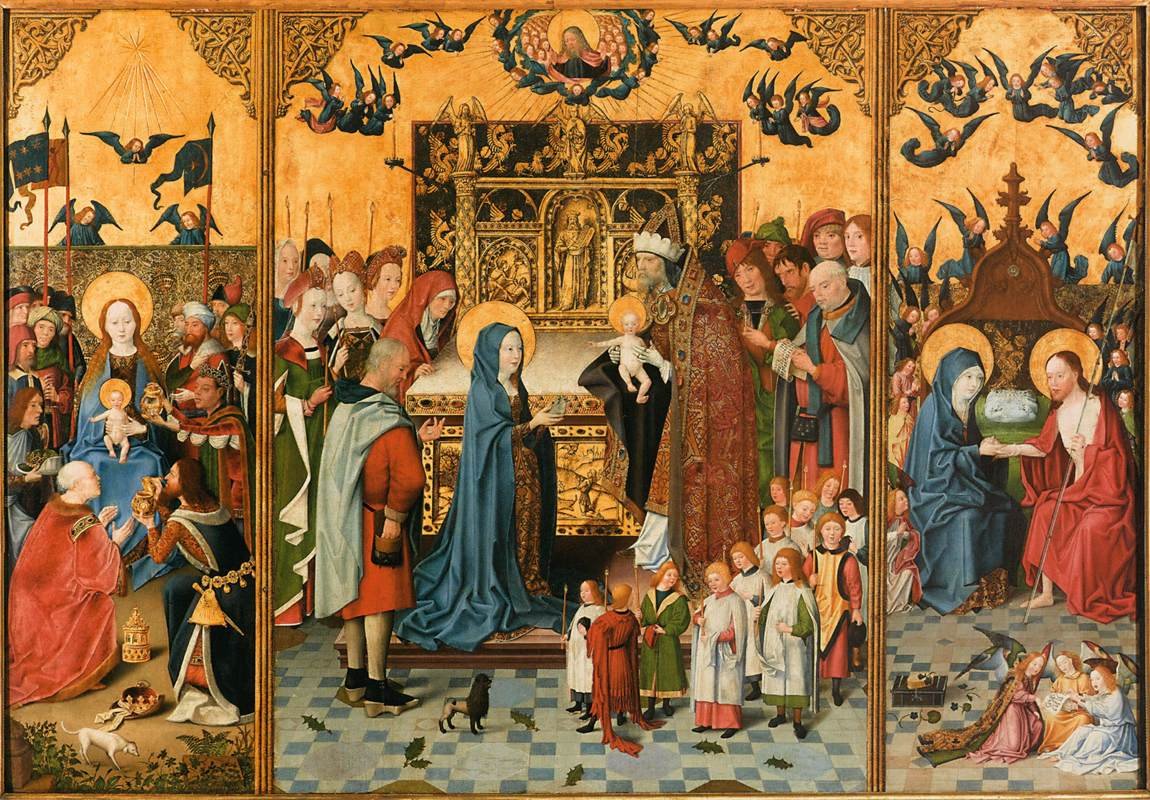 Altaarstuk van de Zeven Vreugden van Maria door Unbekannt Unbekannt